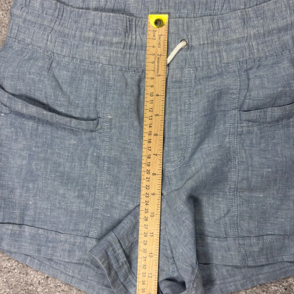 Athleta Cabo Linen 4" Short Blue Heathered Drawstring Waist 447245 Womens Size 8 - Picture 8 of 11